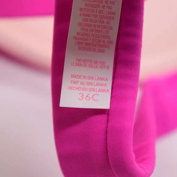 Victorias Secret Hottie Bikini Halter Top 36C Barbie Hot Pink Padded Sexy Swim - Picture 10 of 11